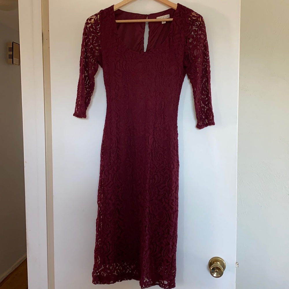 Maroon long lace dress (size 02)